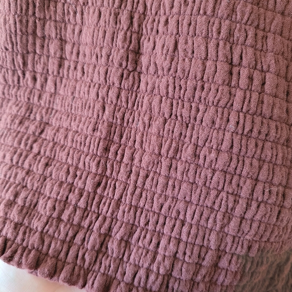 By Anthropologie Cotton Smocked Tie Back Tank Cocoa/Maroon NWT Sz XL - Picture 9 of 11